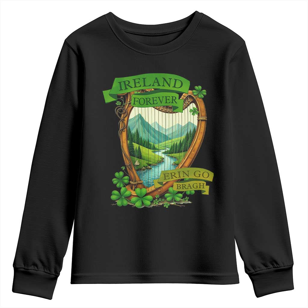 Irish Pride Youth Sweatshirt Ireland Forever Erin Go Bragh Harp Shamrock