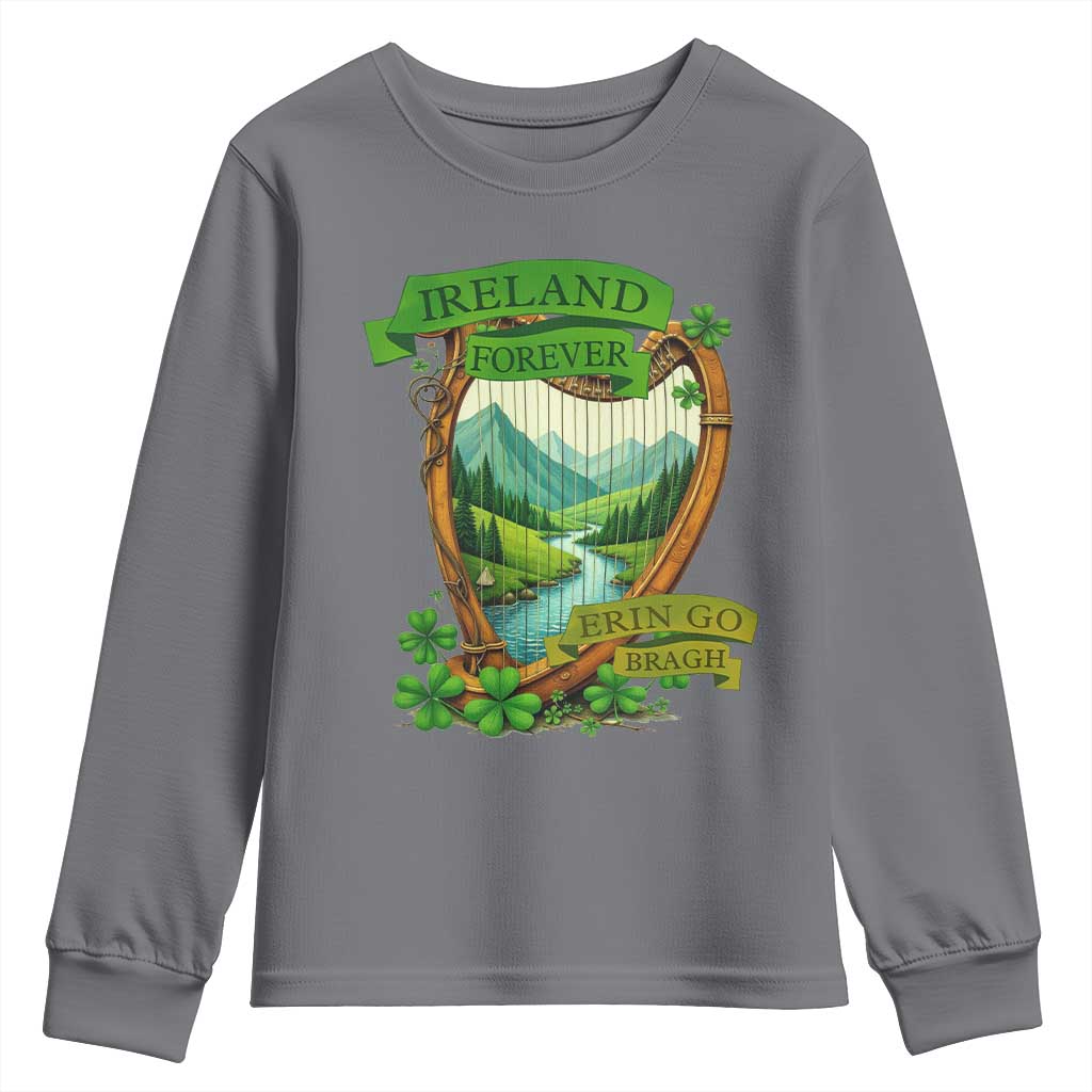 Irish Pride Youth Sweatshirt Ireland Forever Erin Go Bragh Harp Shamrock