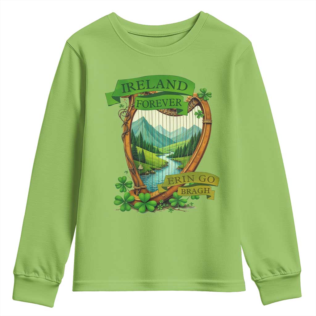 Irish Pride Youth Sweatshirt Ireland Forever Erin Go Bragh Harp Shamrock