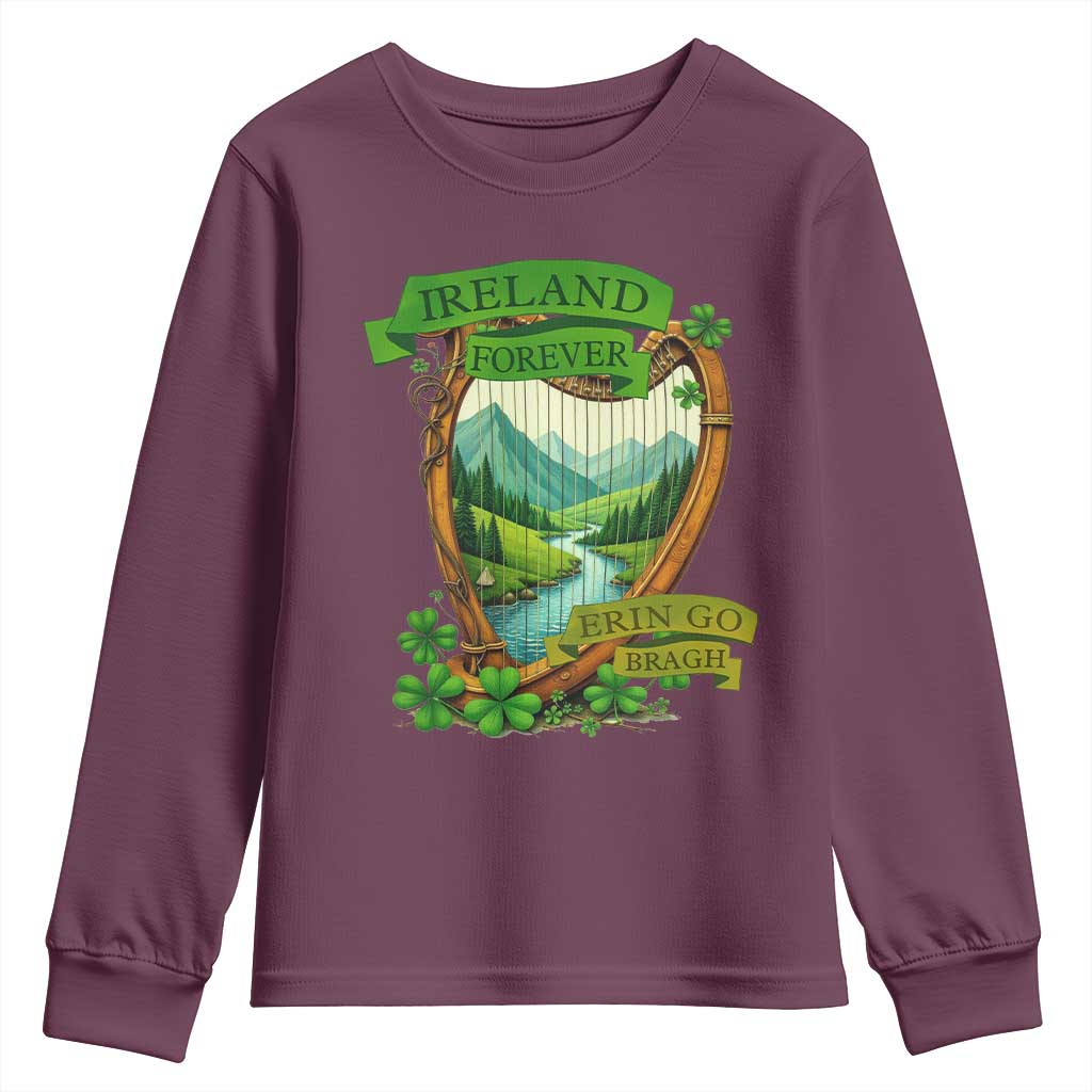 Irish Pride Youth Sweatshirt Ireland Forever Erin Go Bragh Harp Shamrock