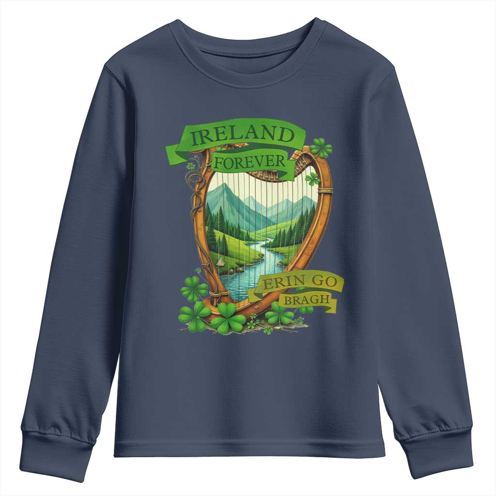 Irish Pride Youth Sweatshirt Ireland Forever Erin Go Bragh Harp Shamrock