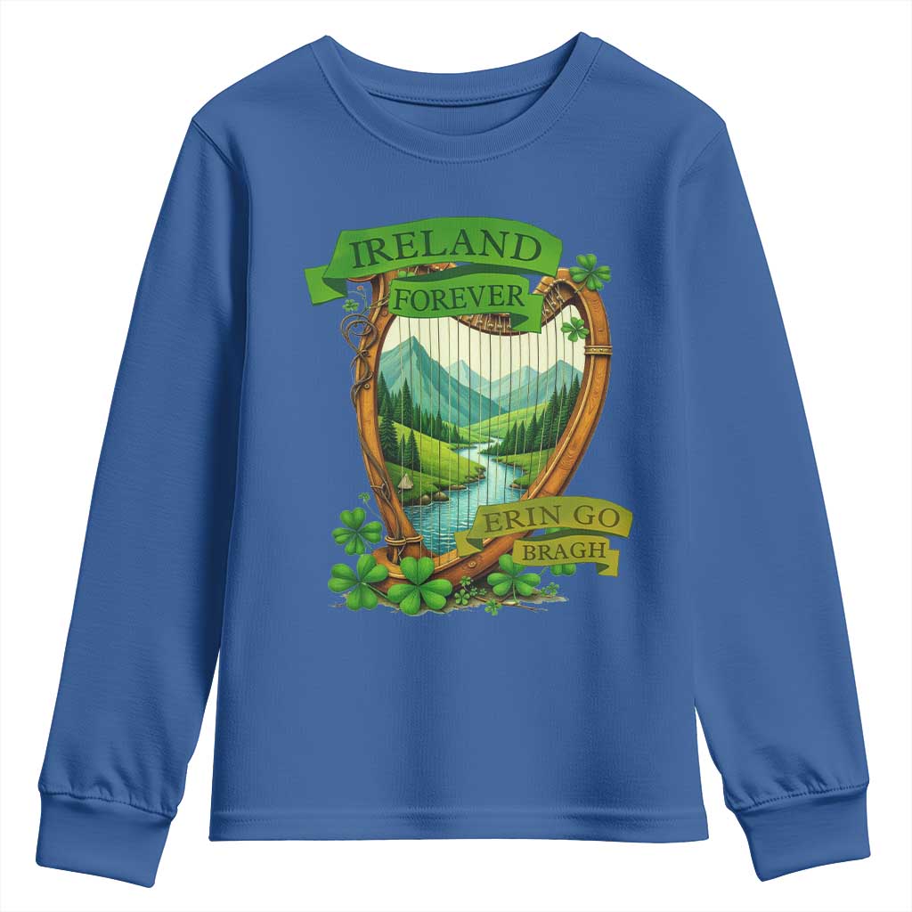 Irish Pride Youth Sweatshirt Ireland Forever Erin Go Bragh Harp Shamrock