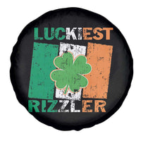 Funny St Patrick's Day Luckiest Rizzler Spare Tire Cover Vintage Ireland Flag Shamrock