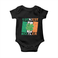 Funny St Patrick's Day Luckiest Rizzler Baby Onesie Vintage Ireland Flag Shamrock