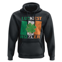 Funny St Patrick's Day Luckiest Rizzler Hoodie Vintage Ireland Flag Shamrock