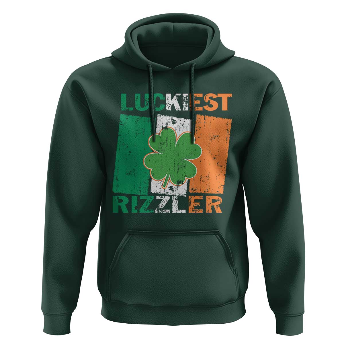 Funny St Patrick's Day Luckiest Rizzler Hoodie Vintage Ireland Flag Shamrock