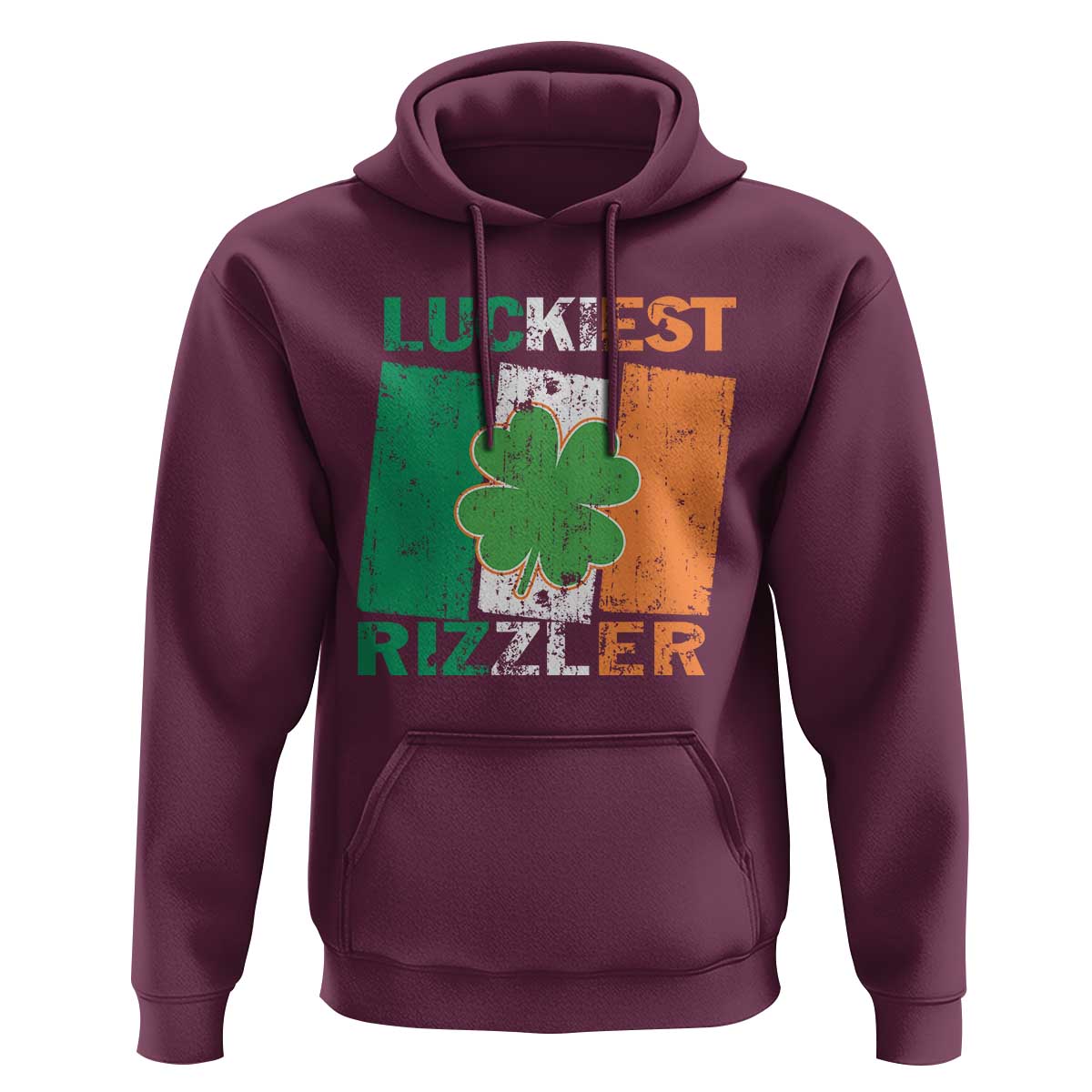 Funny St Patrick's Day Luckiest Rizzler Hoodie Vintage Ireland Flag Shamrock
