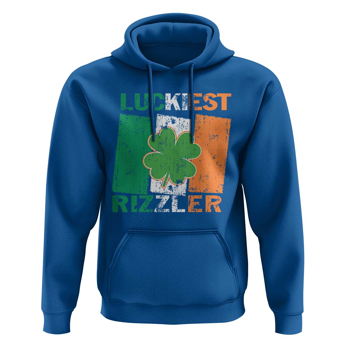 Funny St Patrick's Day Luckiest Rizzler Hoodie Vintage Ireland Flag Shamrock