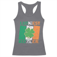 Funny St Patrick's Day Luckiest Rizzler Racerback Tank Top Vintage Ireland Flag Shamrock
