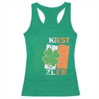 Funny St Patrick's Day Luckiest Rizzler Racerback Tank Top Vintage Ireland Flag Shamrock