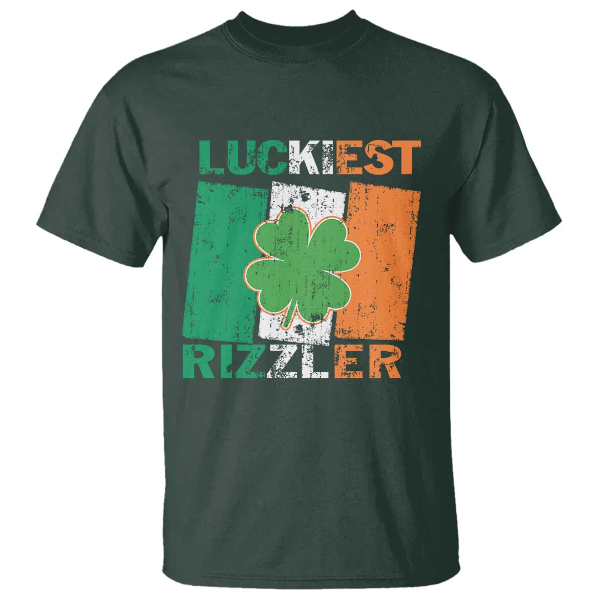 Funny St Patrick's Day Luckiest Rizzler T Shirt Vintage Ireland Flag Shamrock