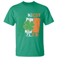 Funny St Patrick's Day Luckiest Rizzler T Shirt Vintage Ireland Flag Shamrock