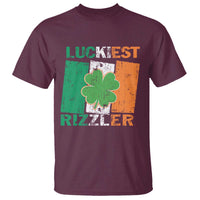 Funny St Patrick's Day Luckiest Rizzler T Shirt Vintage Ireland Flag Shamrock