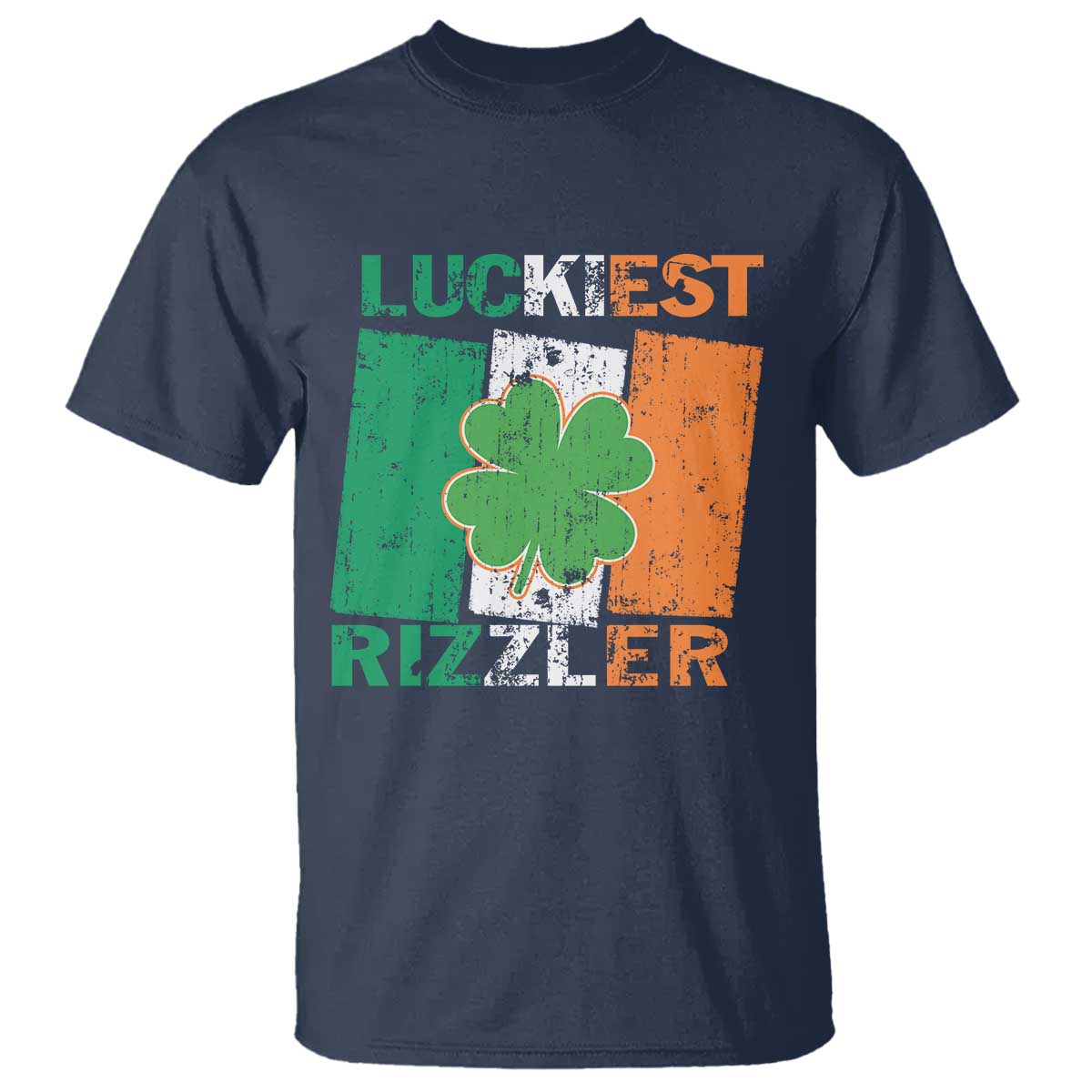 Funny St Patrick's Day Luckiest Rizzler T Shirt Vintage Ireland Flag Shamrock