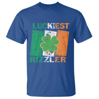 Funny St Patrick's Day Luckiest Rizzler T Shirt Vintage Ireland Flag Shamrock