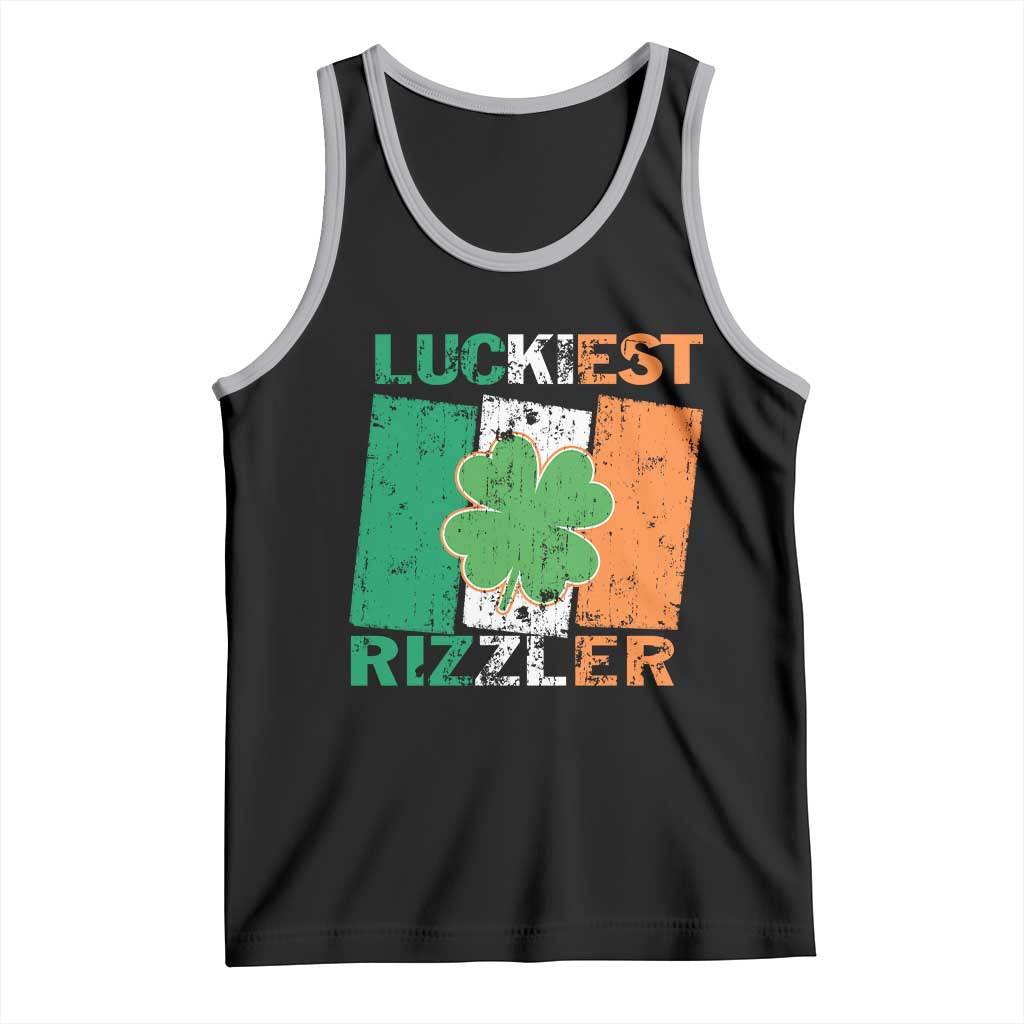 Funny St Patrick's Day Luckiest Rizzler Tank Top Vintage Ireland Flag Shamrock
