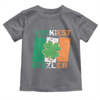 Funny St Patrick's Day Luckiest Rizzler Toddler T Shirt Vintage Ireland Flag Shamrock