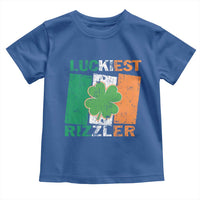Funny St Patrick's Day Luckiest Rizzler Toddler T Shirt Vintage Ireland Flag Shamrock