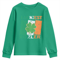 Funny St Patrick's Day Luckiest Rizzler Youth Sweatshirt Vintage Ireland Flag Shamrock