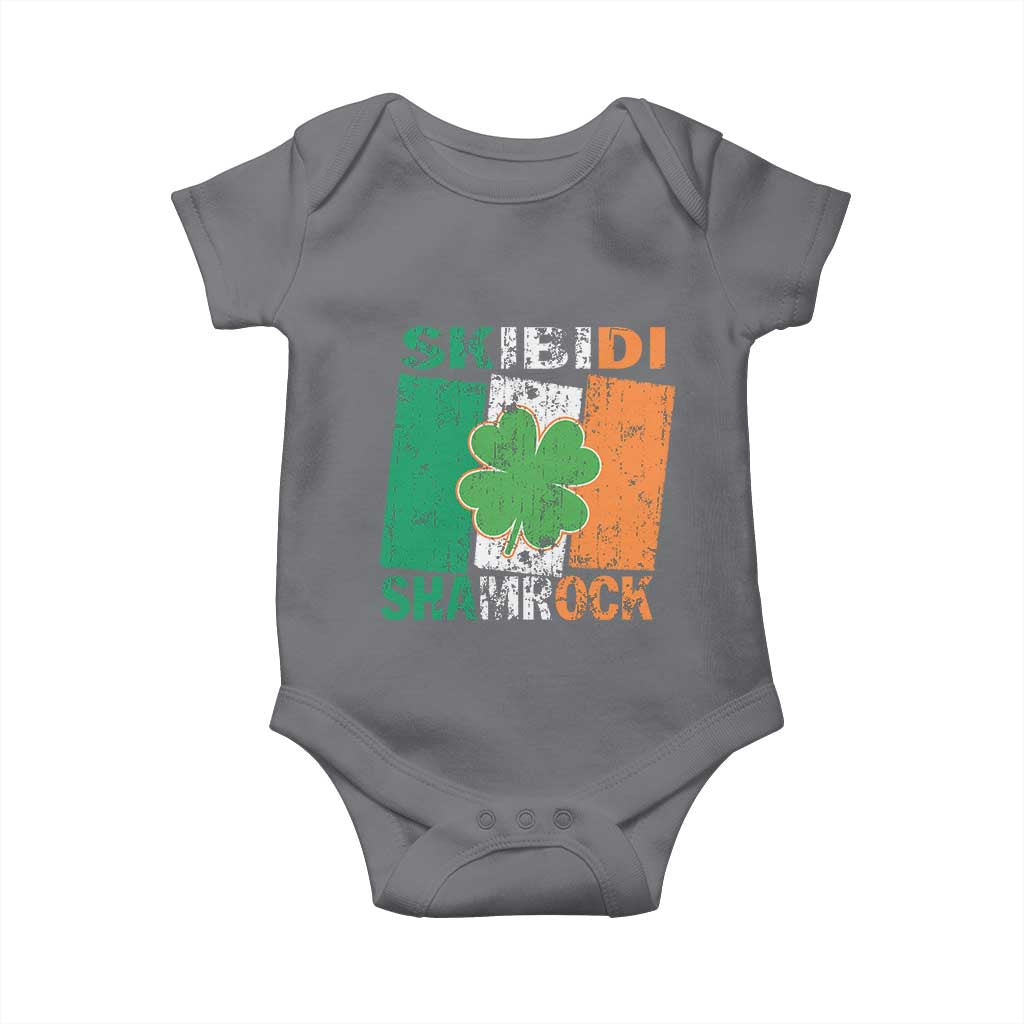 Funny St Patrick's Day Skibidi Shamrock Baby Onesie Vintage Ireland Flag Shamrock
