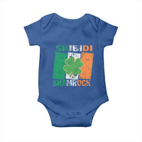 Funny St Patrick's Day Skibidi Shamrock Baby Onesie Vintage Ireland Flag Shamrock