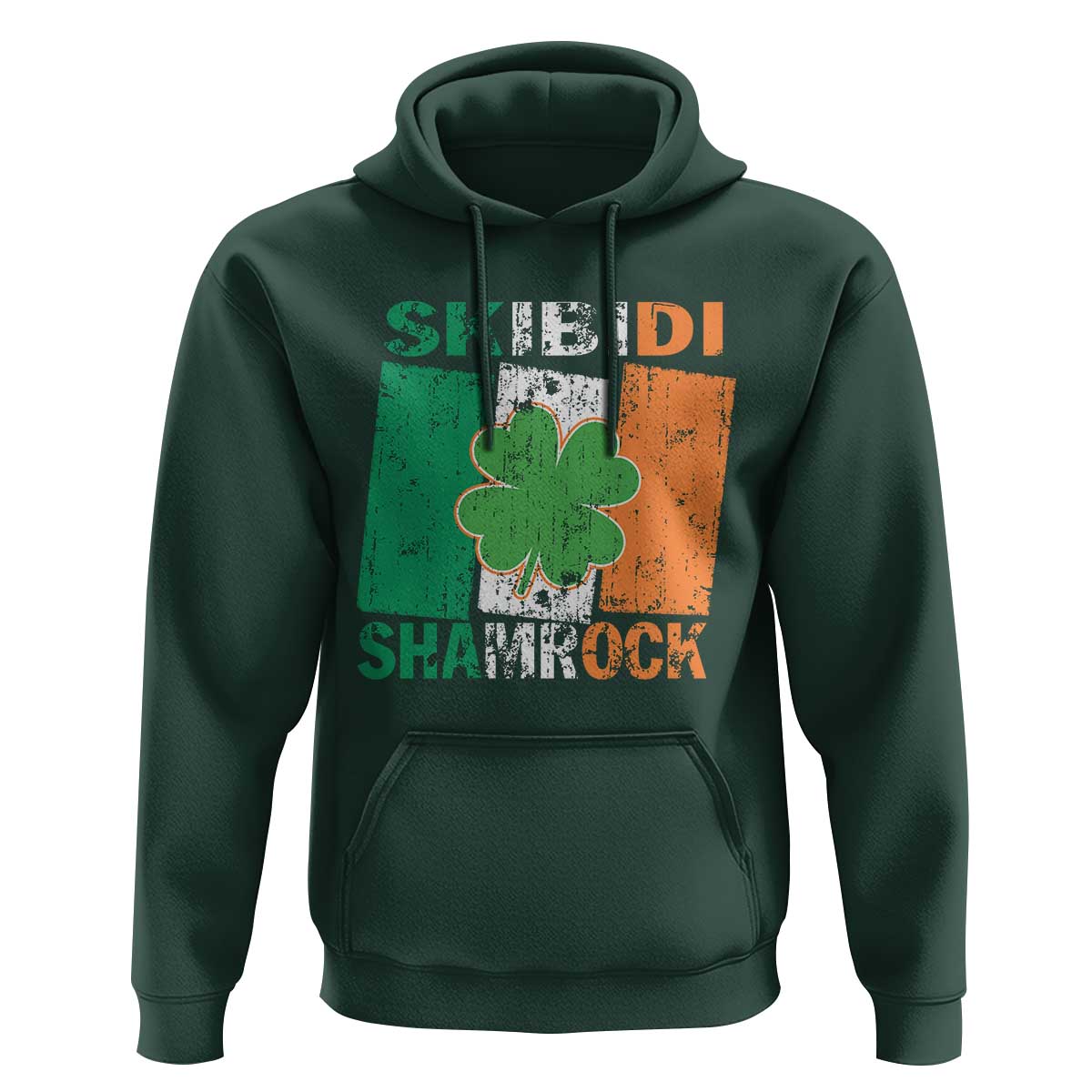 Funny St Patrick's Day Skibidi Shamrock Hoodie Vintage Ireland Flag Shamrock