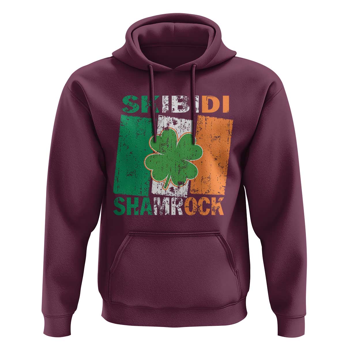 Funny St Patrick's Day Skibidi Shamrock Hoodie Vintage Ireland Flag Shamrock