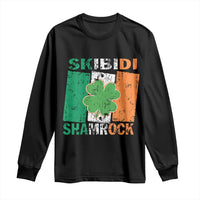 Funny St Patrick's Day Skibidi Shamrock Long Sleeve Shirt Vintage Ireland Flag Shamrock