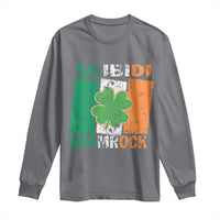 Funny St Patrick's Day Skibidi Shamrock Long Sleeve Shirt Vintage Ireland Flag Shamrock