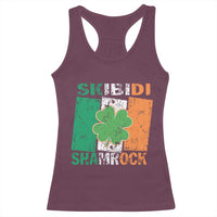 Funny St Patrick's Day Skibidi Shamrock Racerback Tank Top Vintage Ireland Flag Shamrock