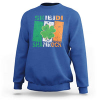 Funny St Patrick's Day Skibidi Shamrock Sweatshirt Vintage Ireland Flag Shamrock