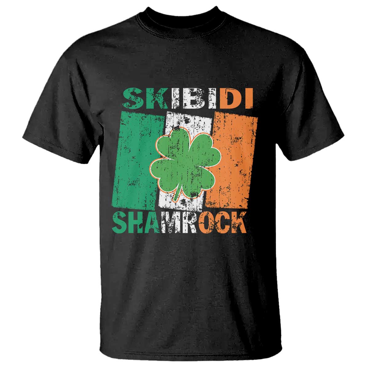 Funny St Patrick's Day Skibidi Shamrock T Shirt Vintage Ireland Flag Shamrock
