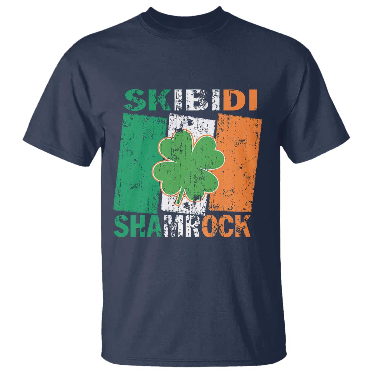 Funny St Patrick's Day Skibidi Shamrock T Shirt Vintage Ireland Flag Shamrock