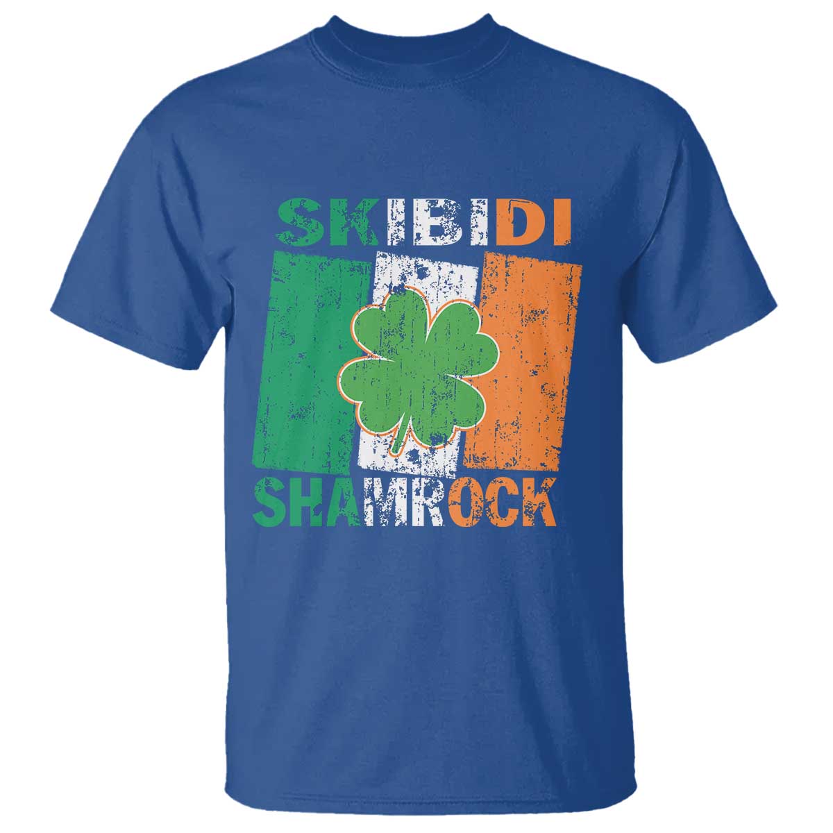 Funny St Patrick's Day Skibidi Shamrock T Shirt Vintage Ireland Flag Shamrock