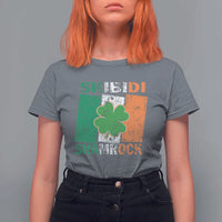 Funny St Patrick's Day Skibidi Shamrock T Shirt For Women Vintage Ireland Flag Shamrock