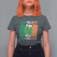Funny St Patrick's Day Skibidi Shamrock T Shirt For Women Vintage Ireland Flag Shamrock