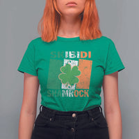 Funny St Patrick's Day Skibidi Shamrock T Shirt For Women Vintage Ireland Flag Shamrock