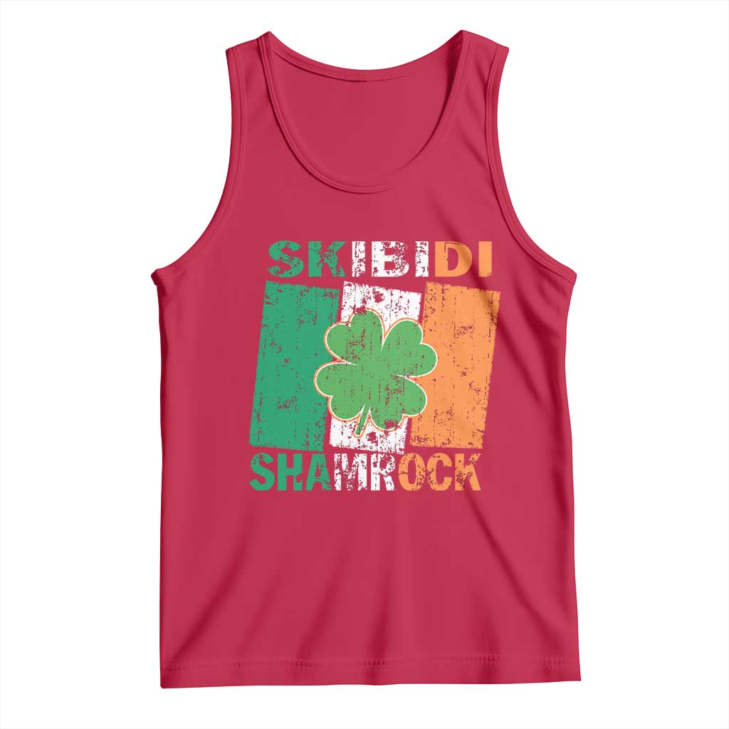 Funny St Patrick's Day Skibidi Shamrock Tank Top Vintage Ireland Flag Shamrock