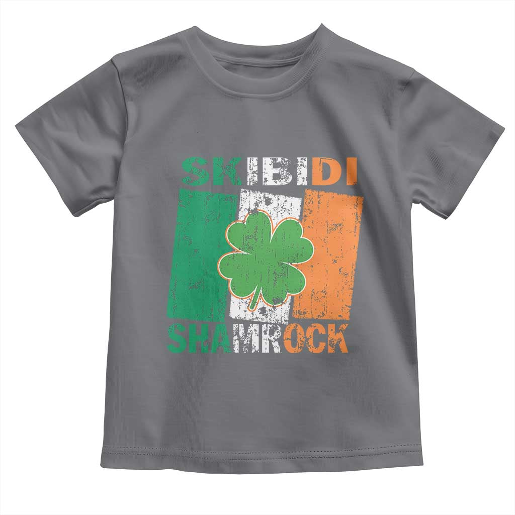 Funny St Patrick's Day Skibidi Shamrock Toddler T Shirt Vintage Ireland Flag Shamrock