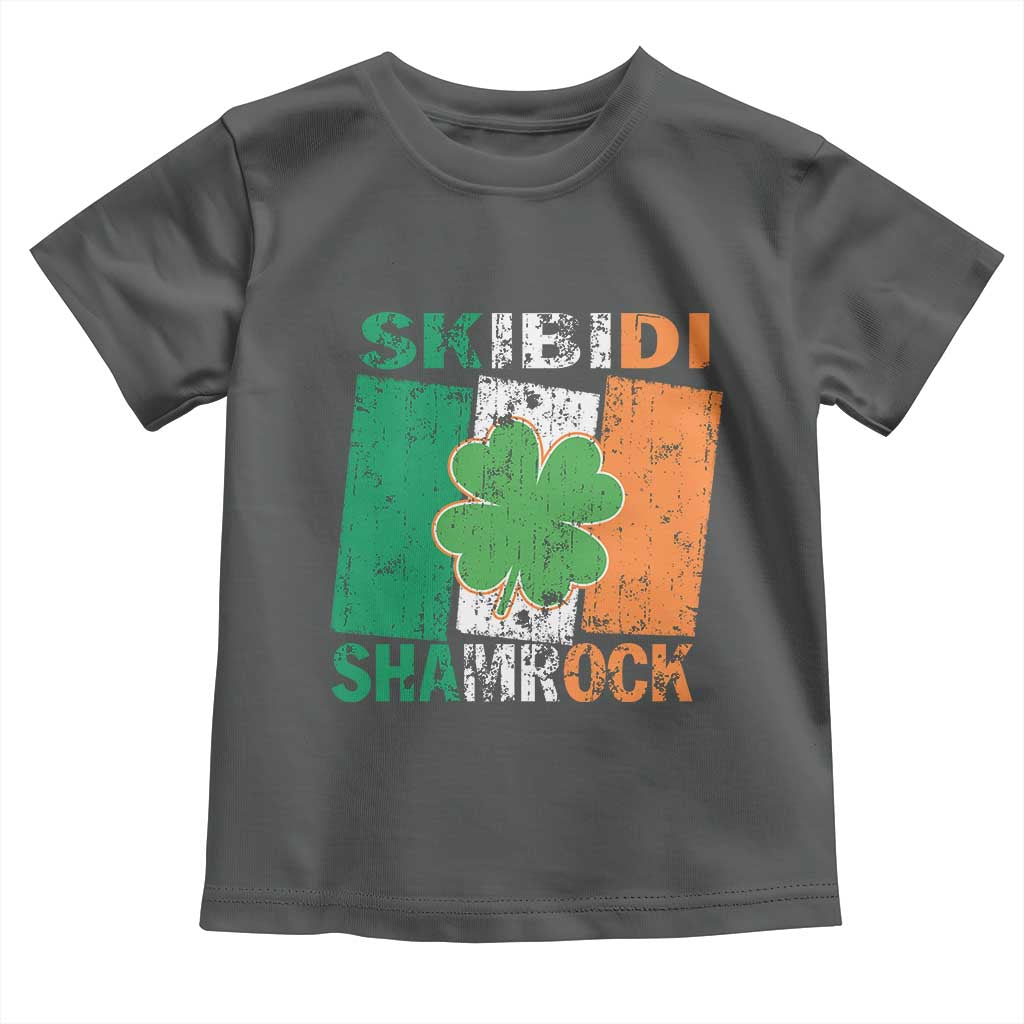 Funny St Patrick's Day Skibidi Shamrock Toddler T Shirt Vintage Ireland Flag Shamrock