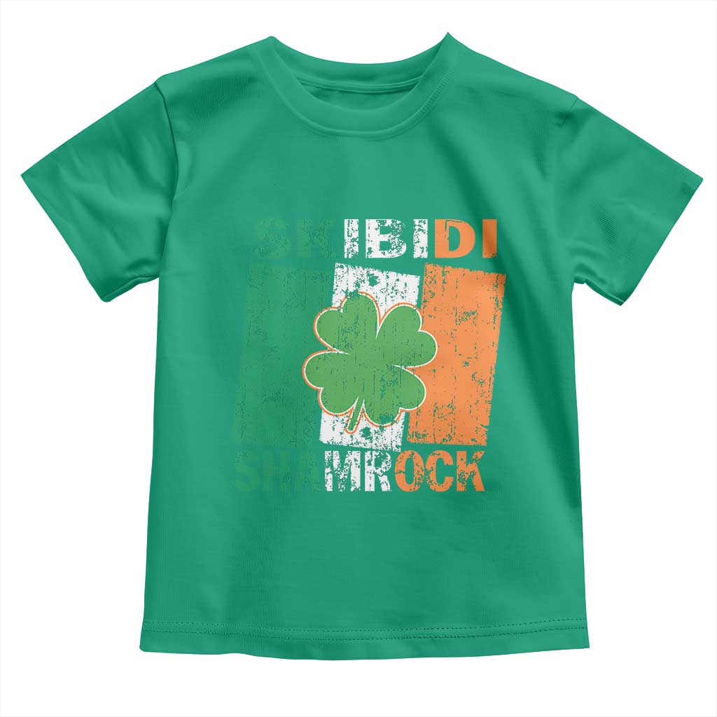 Funny St Patrick's Day Skibidi Shamrock Toddler T Shirt Vintage Ireland Flag Shamrock