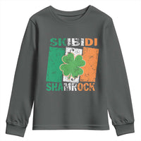 Funny St Patrick's Day Skibidi Shamrock Youth Sweatshirt Vintage Ireland Flag Shamrock
