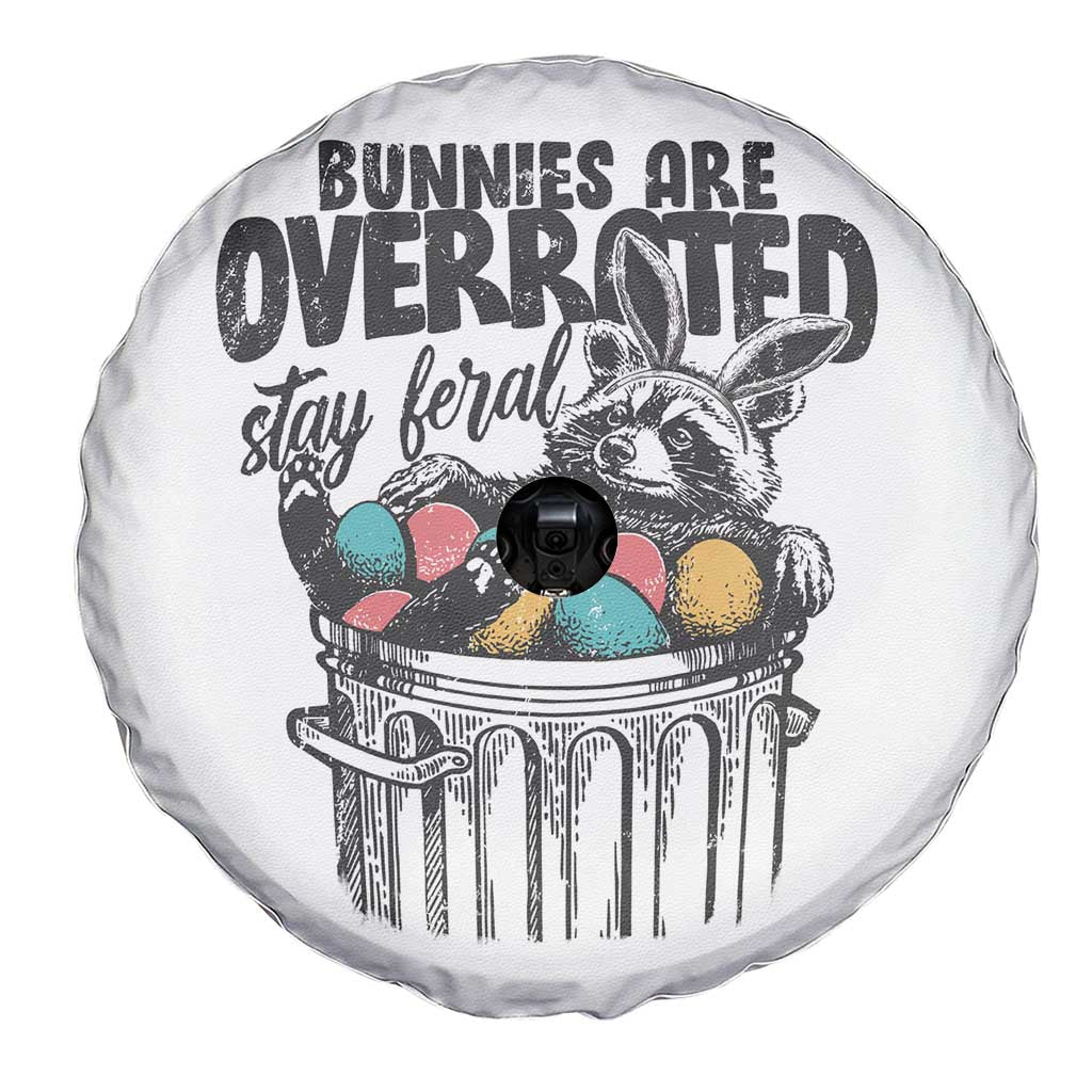 Funny Easter Day Racoon Spare Tire Cover Bunnies Are Overrated Stay Feral Eggs