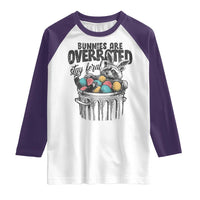 Funny Easter Day Racoon Raglan Shirt Bunnies Are Overrated Stay Feral Eggs