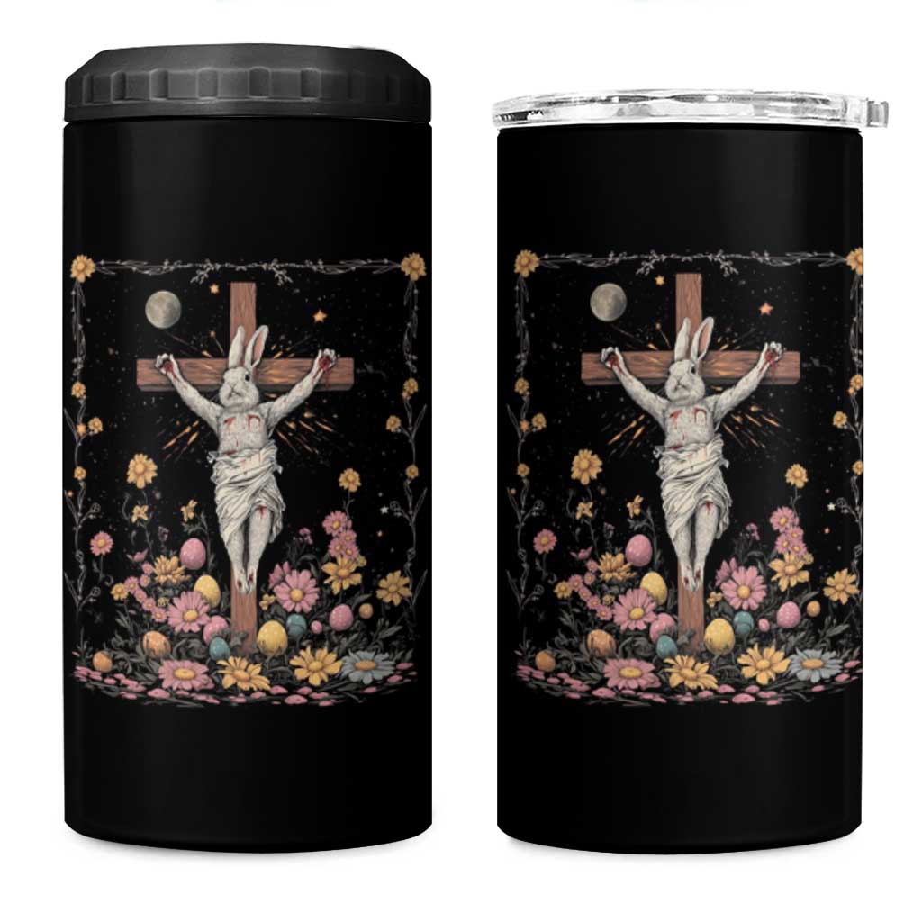 Christian Religious Easter Day Bunny Floral Christ Jesus 4 in 1 Can Cooler Tumbler