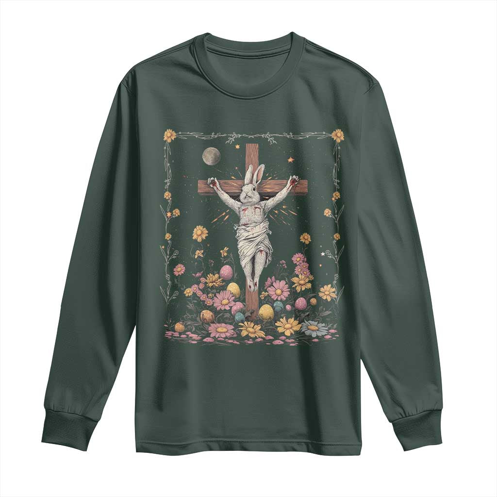 Christian Religious Easter Day Bunny Floral Christ Jesus Long Sleeve Shirt