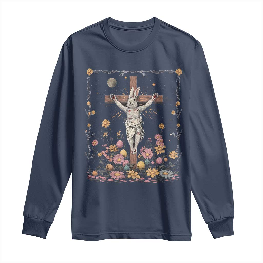 Christian Religious Easter Day Bunny Floral Christ Jesus Long Sleeve Shirt