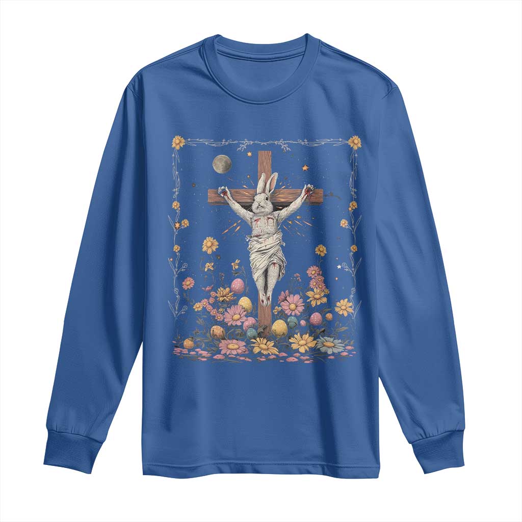 Christian Religious Easter Day Bunny Floral Christ Jesus Long Sleeve Shirt