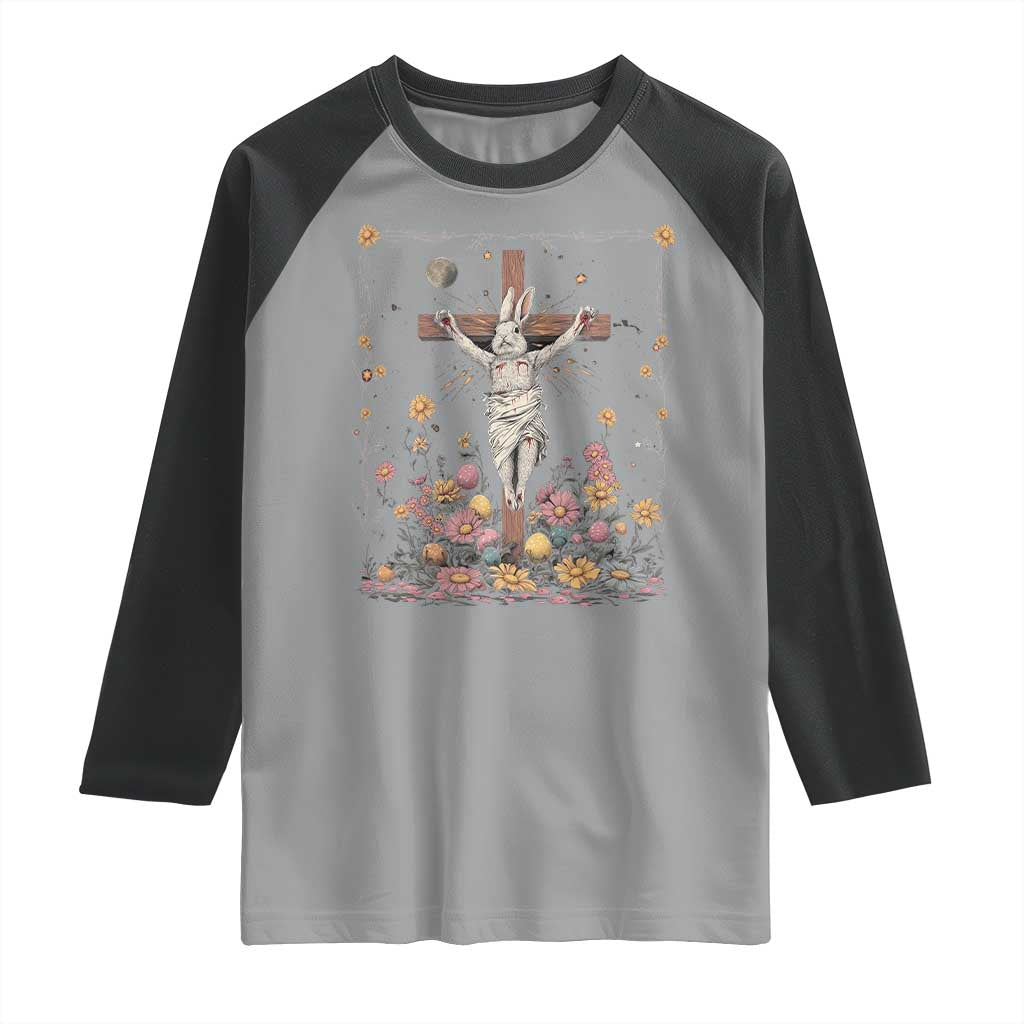 Christian Religious Easter Day Bunny Floral Christ Jesus Raglan Shirt