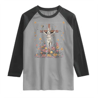 Christian Religious Easter Day Bunny Floral Christ Jesus Raglan Shirt